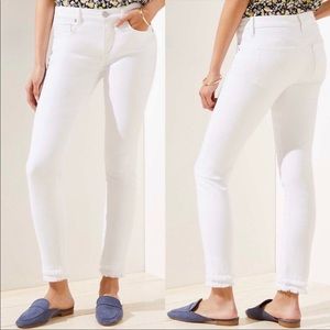 NWOT! LOFT White Frayed Double Hem Jeans
